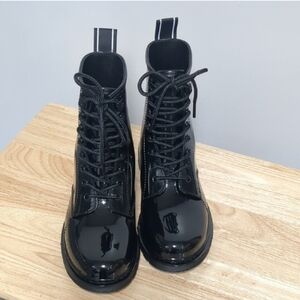 MICHAEL Michael Kors Patent Black Combat Boots